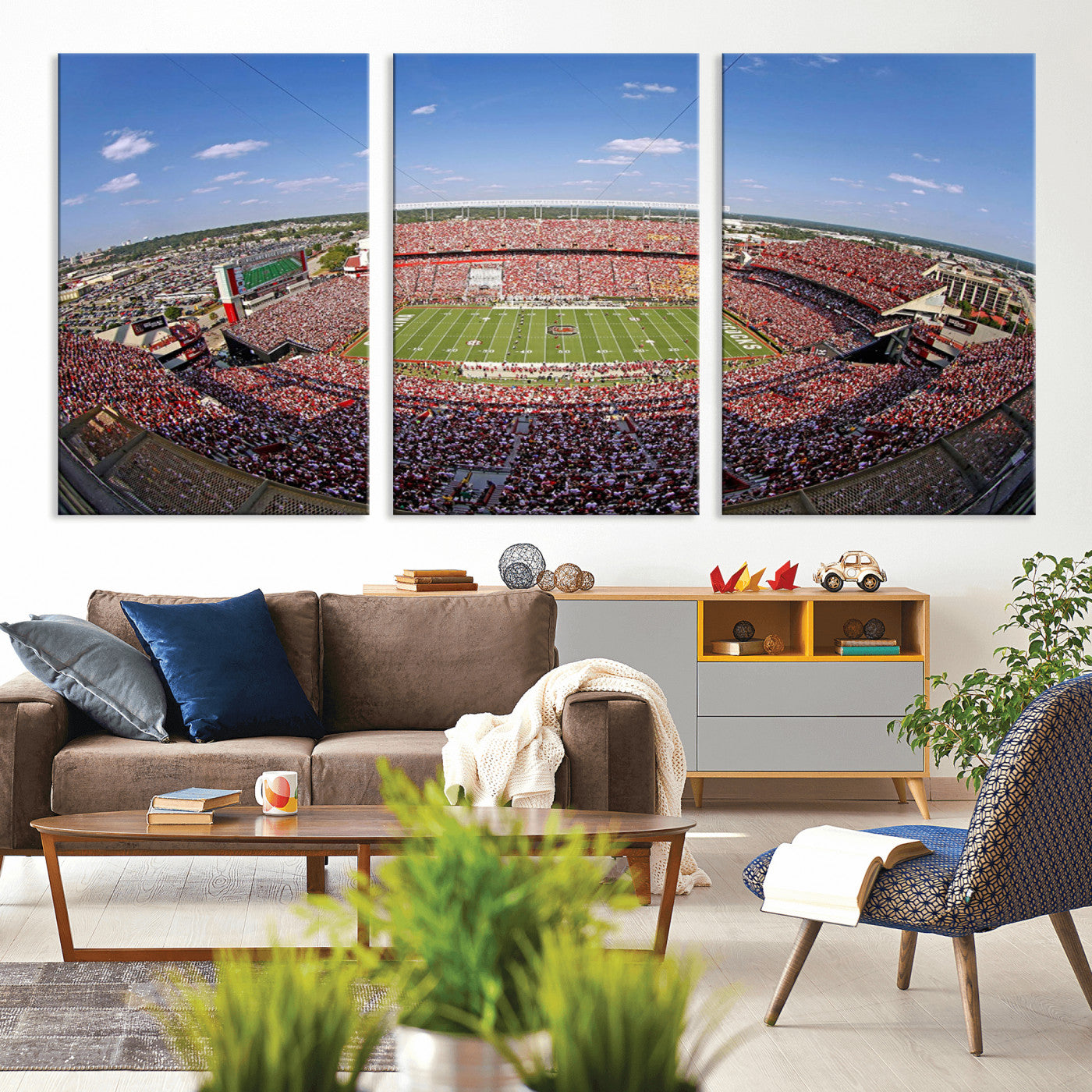 29492070-MGV-CV-60X30-3P - William Brice Stadium Wall Art Canvas Print – Stadium Crowd Sports Field Outdoor Event Football Game Artwork for Home Office