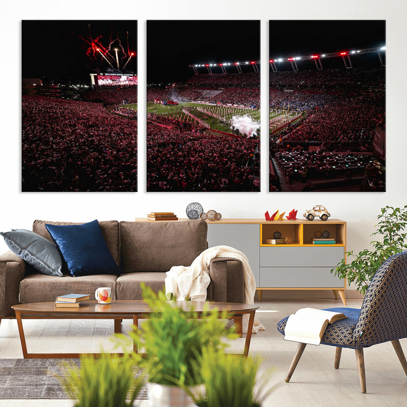 60690191-MGV-CV-60X30-3P - William Brice Stadium Wall Art Print – Baseball Game Room Artwork Print for Basement Dorm, Home, Office
