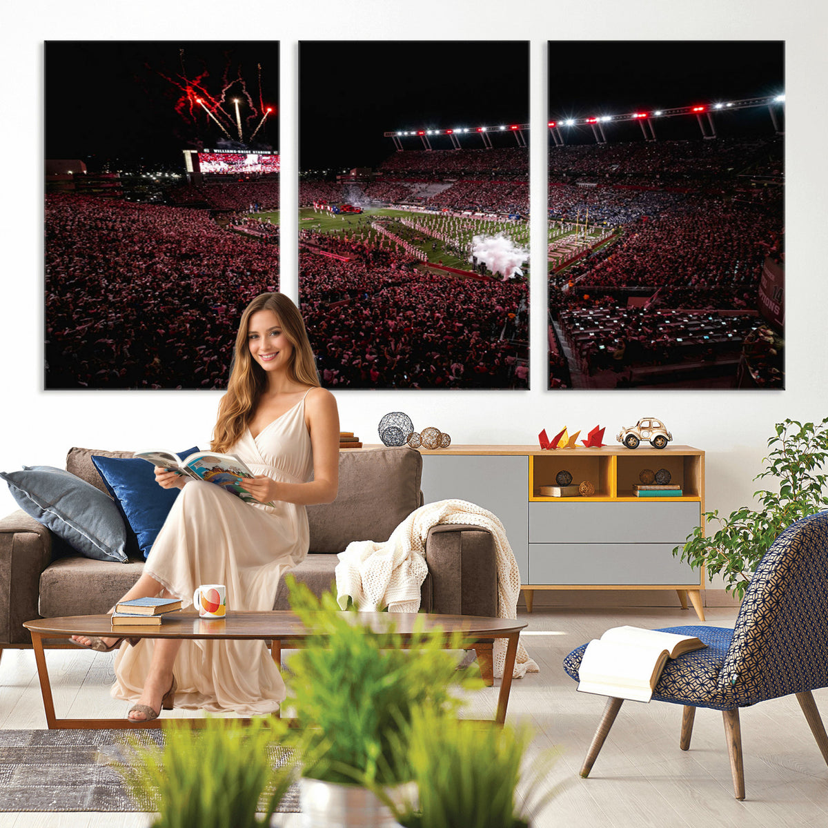 60690191-MGV-CV-36X24 - William Brice Stadium Wall Art Print, Baseball Game Room