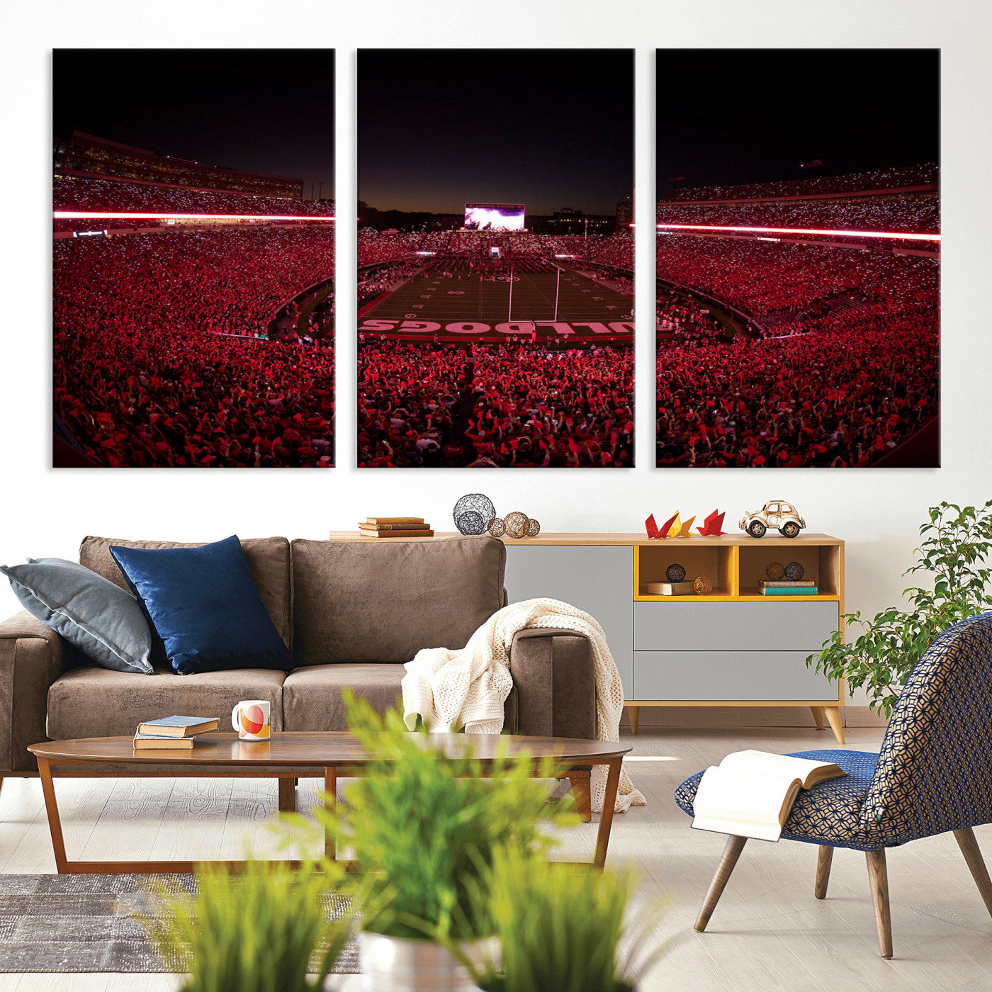 Dooley Stadium Wall Art Print, Sports Arena Canvas Wall Art, Dooley Field at Sanford Stadium Canvas Print, Modern Athletic Field Art Printing