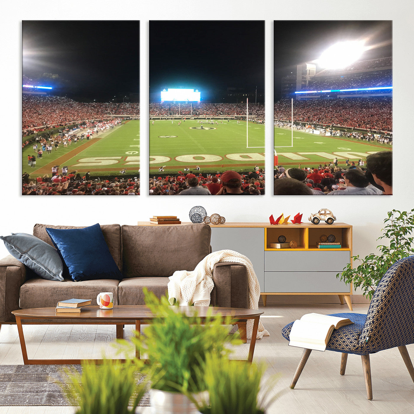 16230786-MGV-CV-60X30-3P - Dooley Stadium Wall Art, Sports Arena Panoramic Canvas Print, Modern Stadium Landscape Artwork for Home, Office