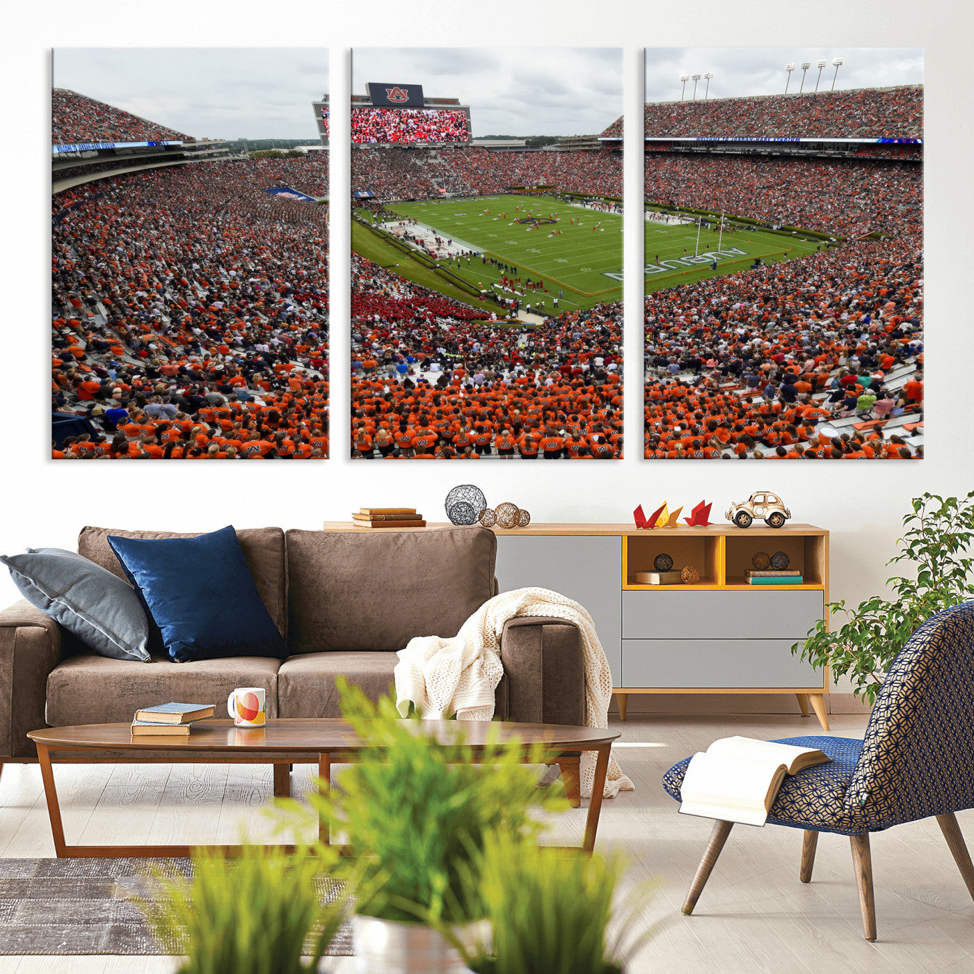 39597998-MGV-CV-36X24-Jordan-Hare Stadium Wall Art Canvas Print, College Sports Art for Man Cave or Game Room, Framed Alabama Football Decor