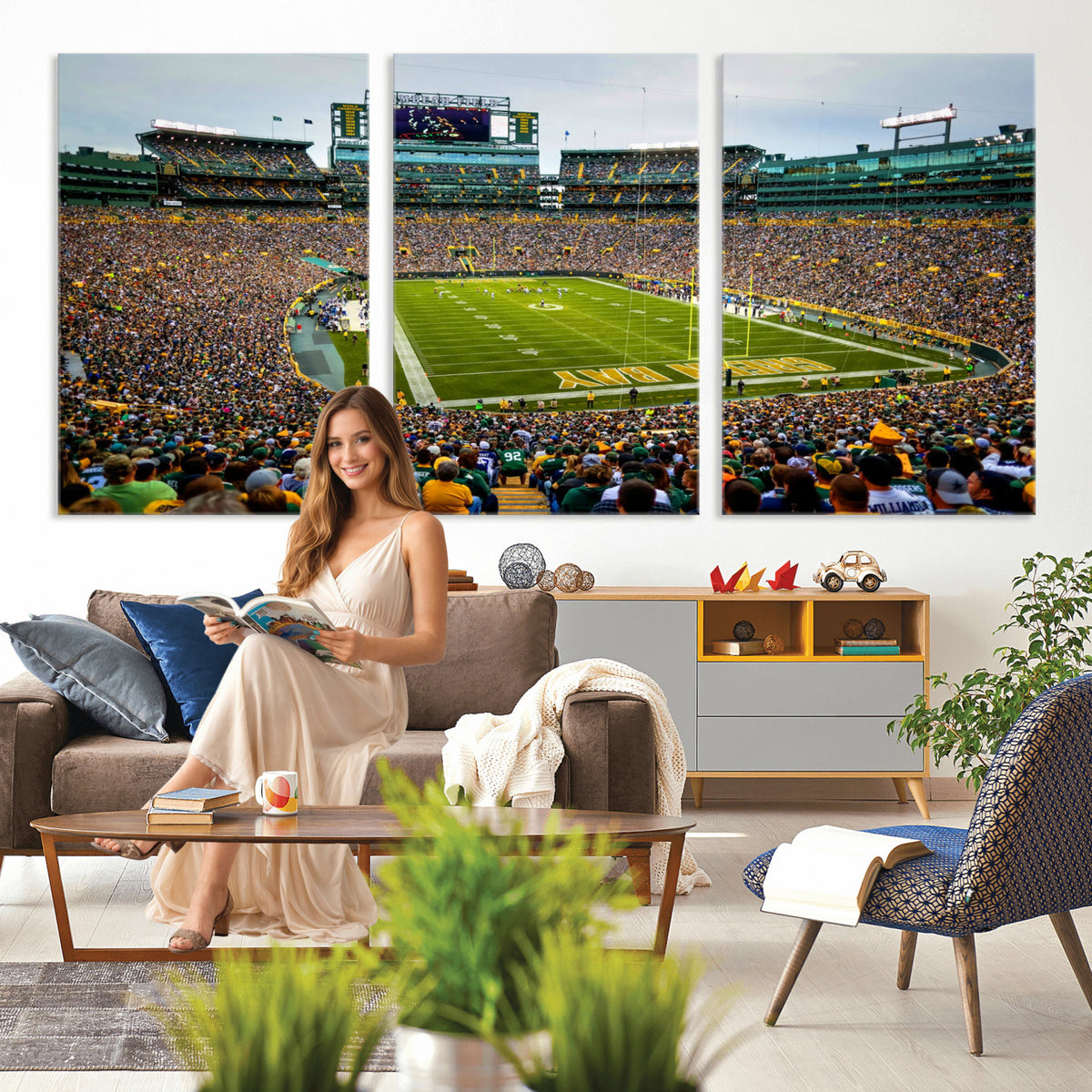GBP101-MGV-CV-36X24 - Green Bay Packers Lambeau Field Stadium Wall Art Canvas Print