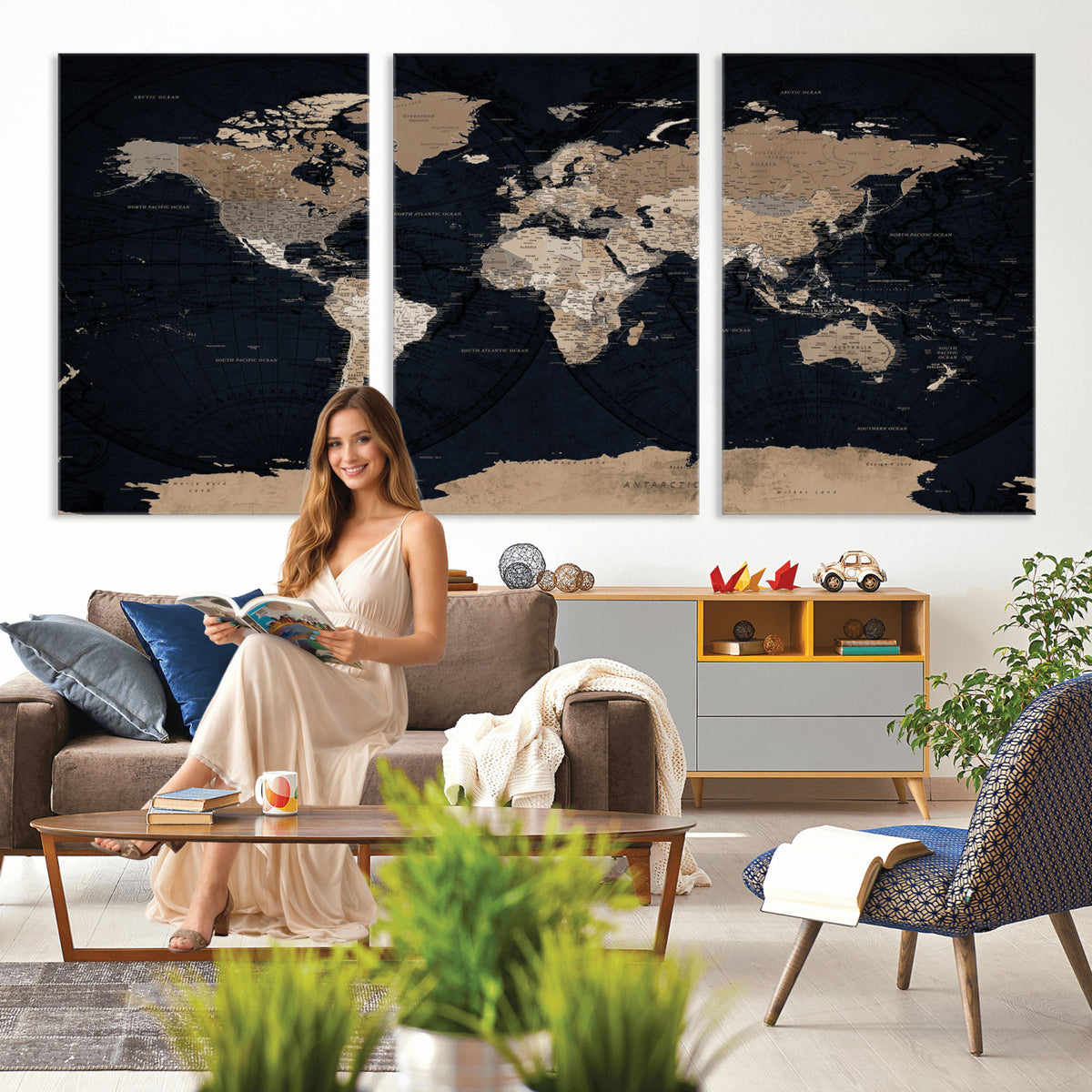 25812727-MGV-CV-36X24 - Grunge Wall Art World Map Canvas Print
