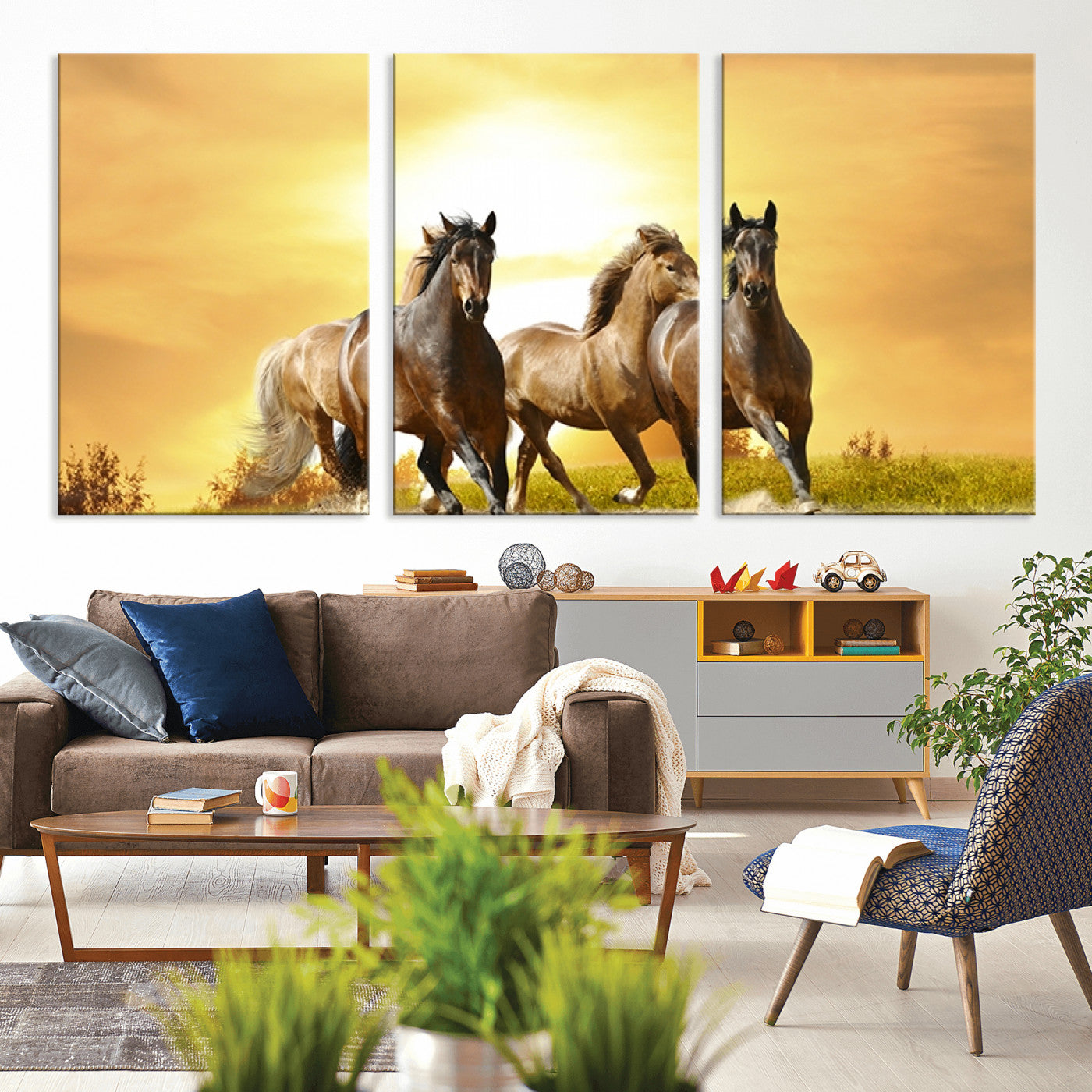 MGV-CV-60X30-3P - Wild Horses Wall Art Canvas Print