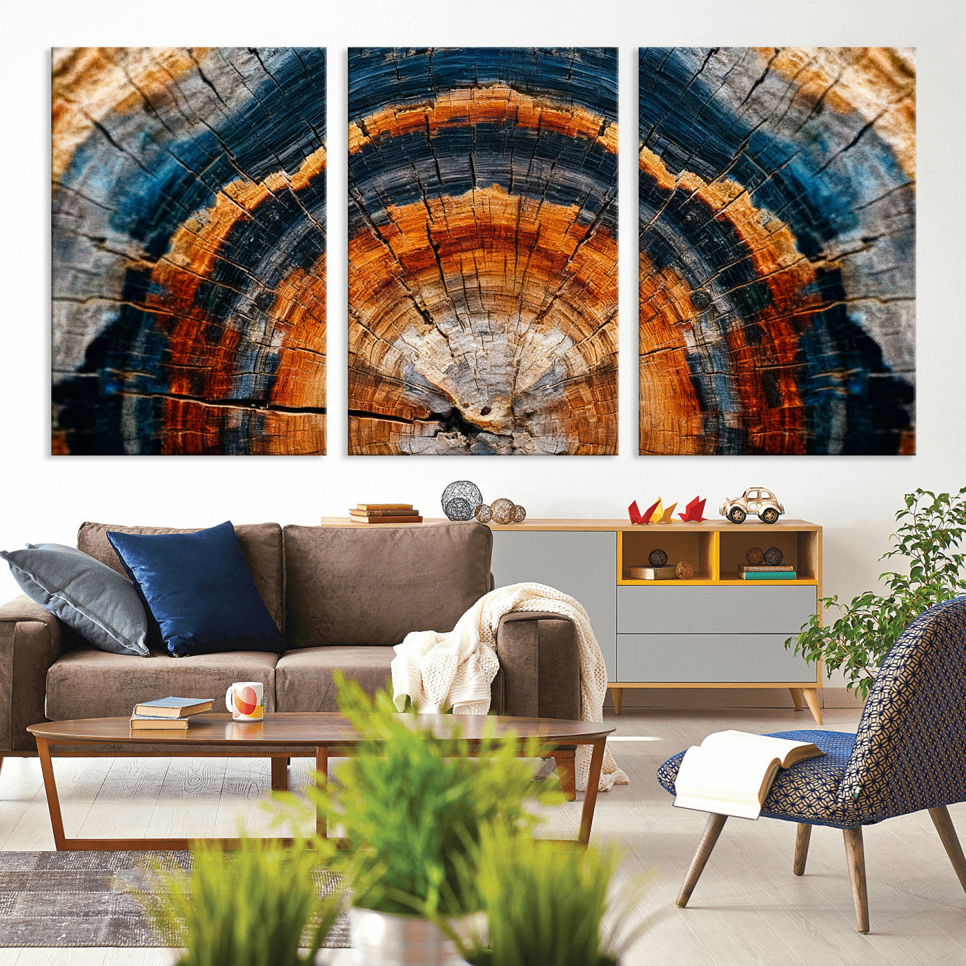 92693966N-MGV-CV-36X24 - Abstract Wood Grain Canvas Print, Tree Ring Pattern Wall Art, Framed Canvas Ready to Hang