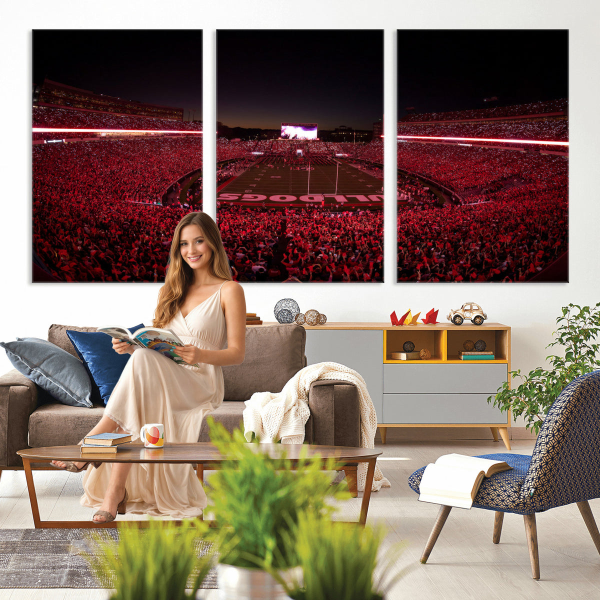 76277124-MGV-CV-36X24 - Sanford Stadium Wall Art Canvas Print – Georgia Bulldogs Football Artwork Print for Home, Office, and Sports Room Decor