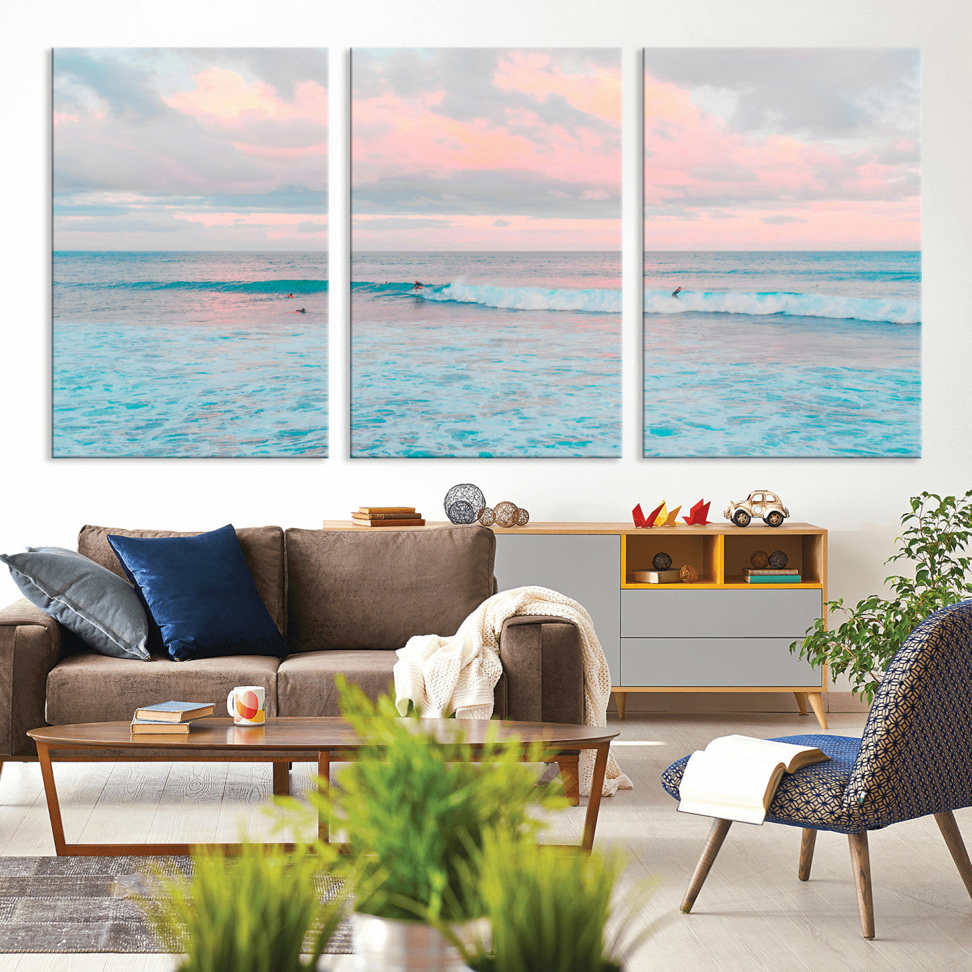 73216461-MGV-CV-36X24 - Ocean Wave Wall Art Canvas Print, Pastel Surf Seascape Photography, Coastal Beach Wall Decor