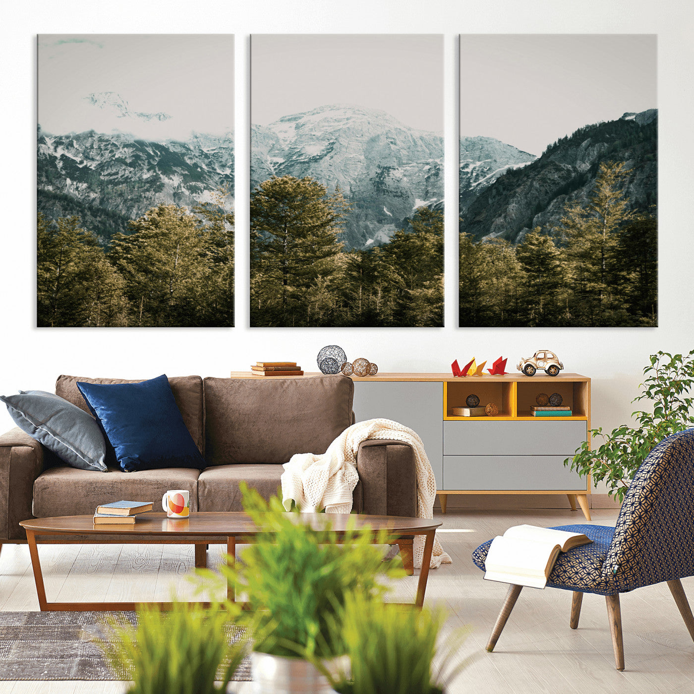 48479662-MGV-CV-36X24 - Mountain Forest Wall Art Canvas Print, Alpine Landscape Nature Photography, Moody Wilderness Wall Decor