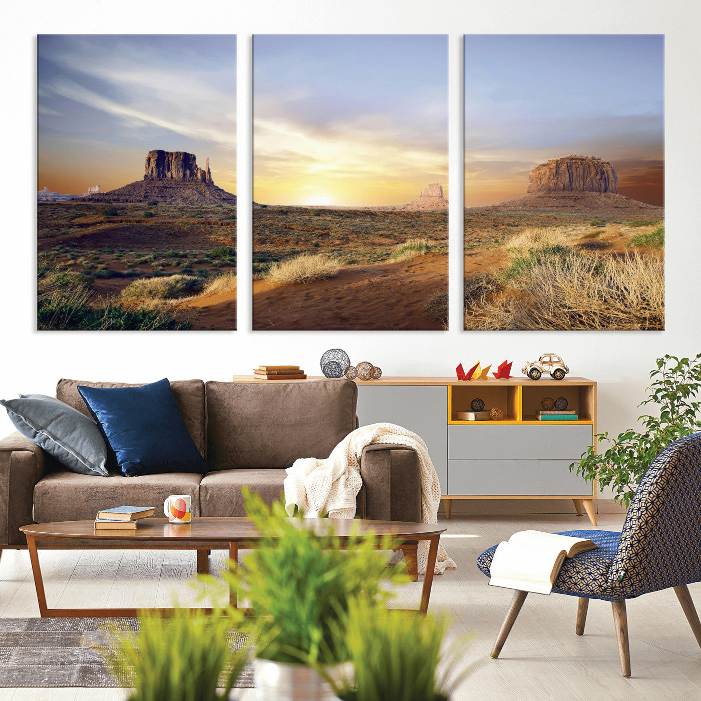 14901845-MGV-CV-36X24 - Monument Valley Desert Landscape Wall Art Canvas Print, Southwest Desert Rock Formation Canvas Print, Western Red Rock Panorama Art Printing