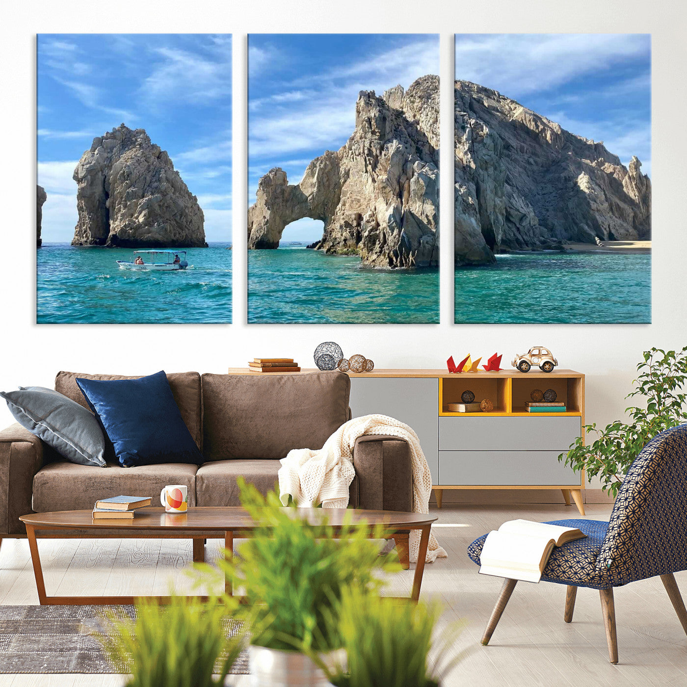 20946478-MGV-CV-36X24 - El Arco Cabo San Lucas Ocean Arch Wall Art Canvas Print, Baja California Rock Arch Seascape Canvas Print, Mexico Coastal Landmark Scenic Art Printing