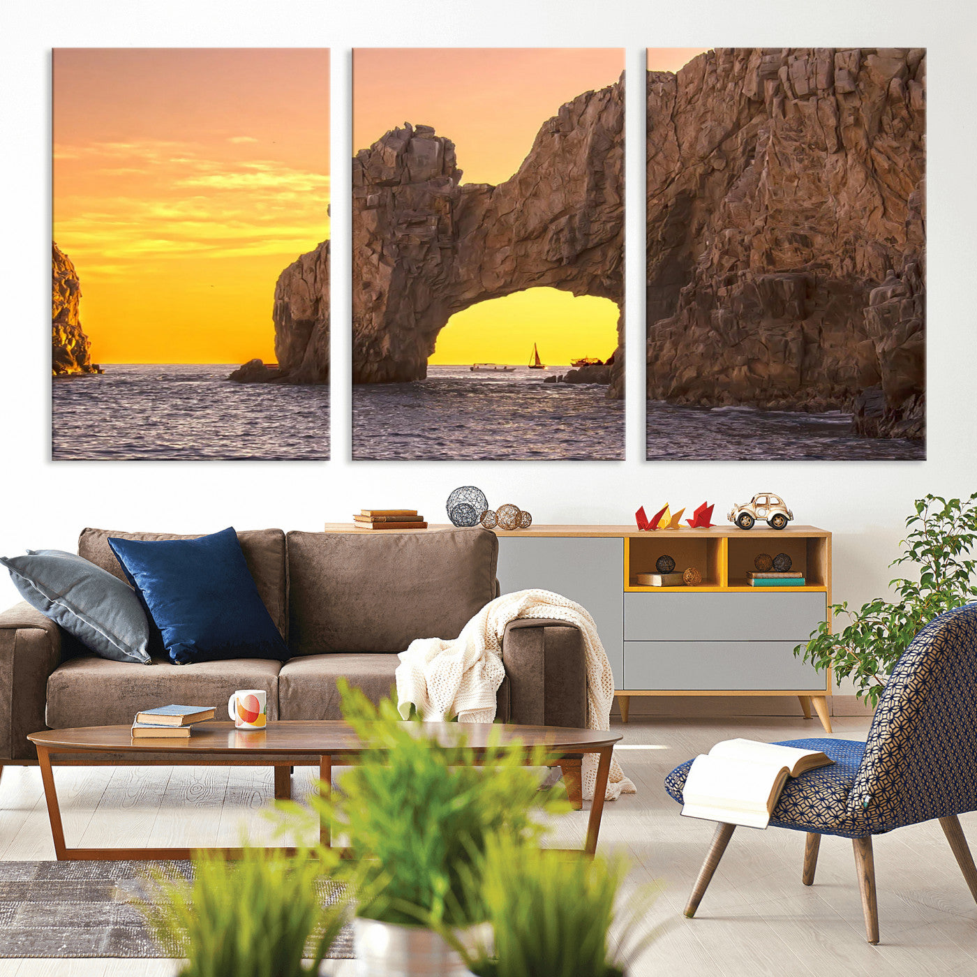 66414515-MGV-CV-36X24 - El Arco Cabo San Lucas Ocean Arch Wall Art Canvas Print, Baja California Rock Arch Seascape Canvas Print, Mexico Coastal Landmark Scenic Art Printing