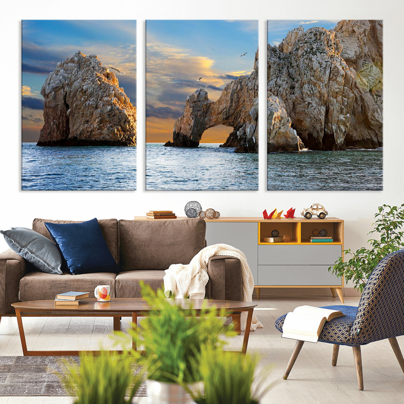63505689-MGV-CV-36X24 - El Arco Cabo San Lucas Ocean Arch Wall Art Canvas Print, Baja California Rock Arch Seascape Canvas Print, Mexico Coastal Landmark Scenic Art Printing