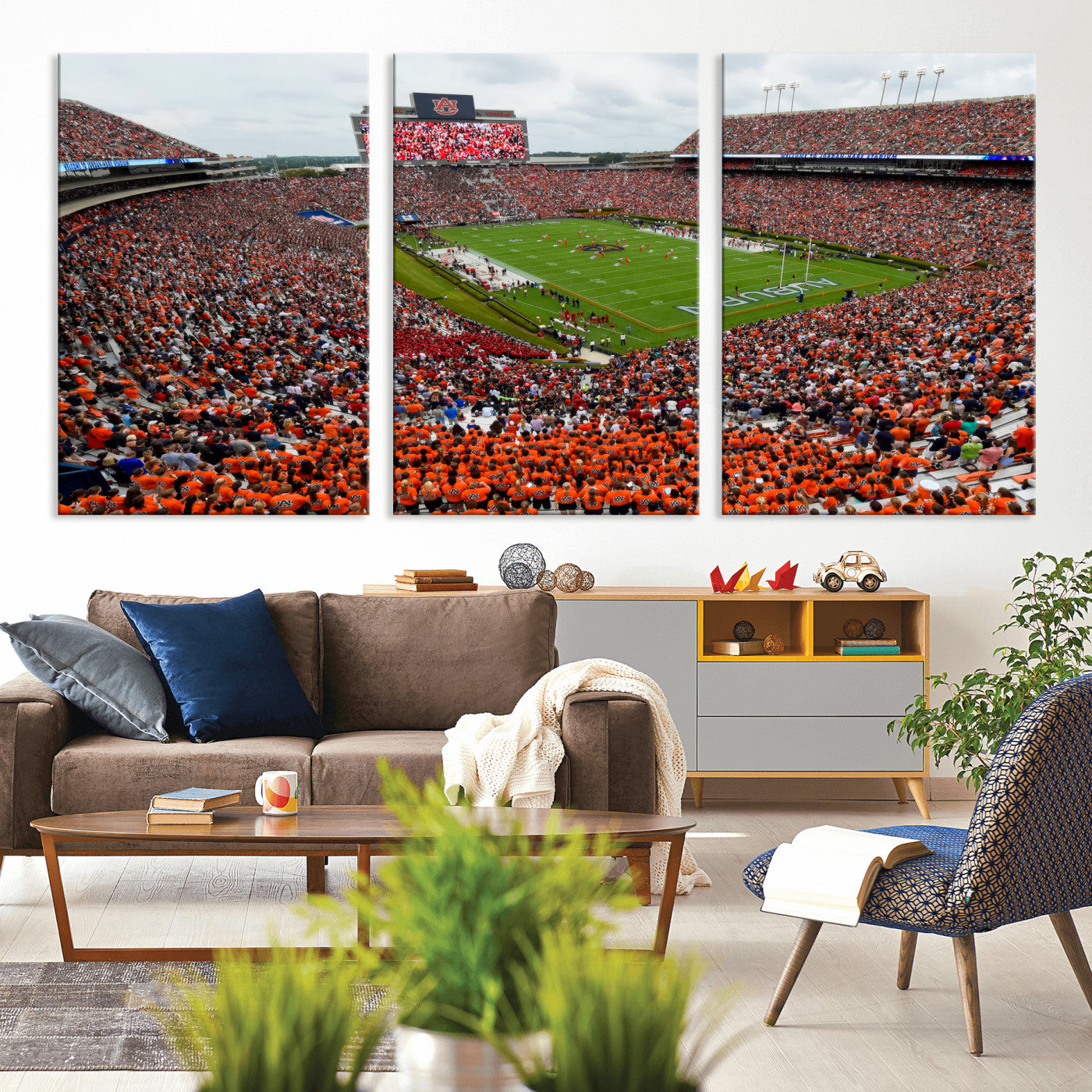 82562490-MGV-CV-36X24 - Auburn Stadium Sunset Wall Art Canvas Print, Jordan Hare Stadium Game Day Crowd, Auburn Tigers Football Artwork