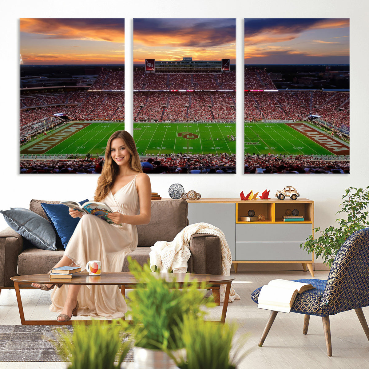 51457497-MGV-CV-36X24 - Oklahoma Sooners Stadium Wall Art Canvas Print, College Football Decor