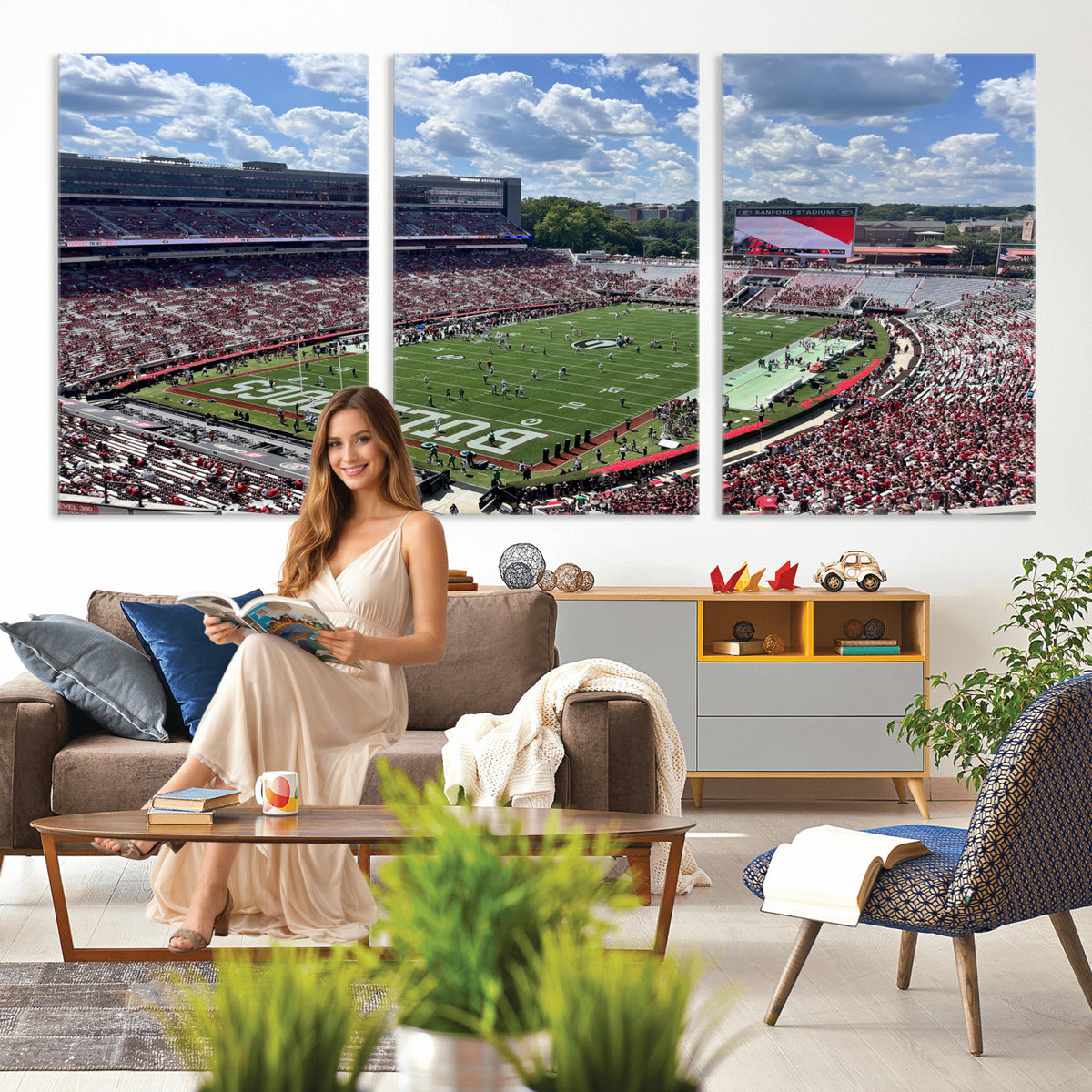 10665453-MGV-CV-36X24 - Georgia Bulldogs Stadium Wall Art Canvas Print, Sanford, Framed and Ready to Hang