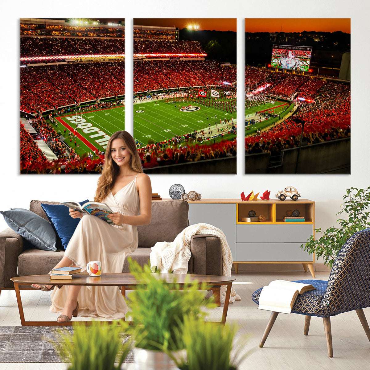 48894104-MGV-CV-36X24 - Georgia Bulldogs Stadium Wall Art Canvas Print, Sanford Stadium