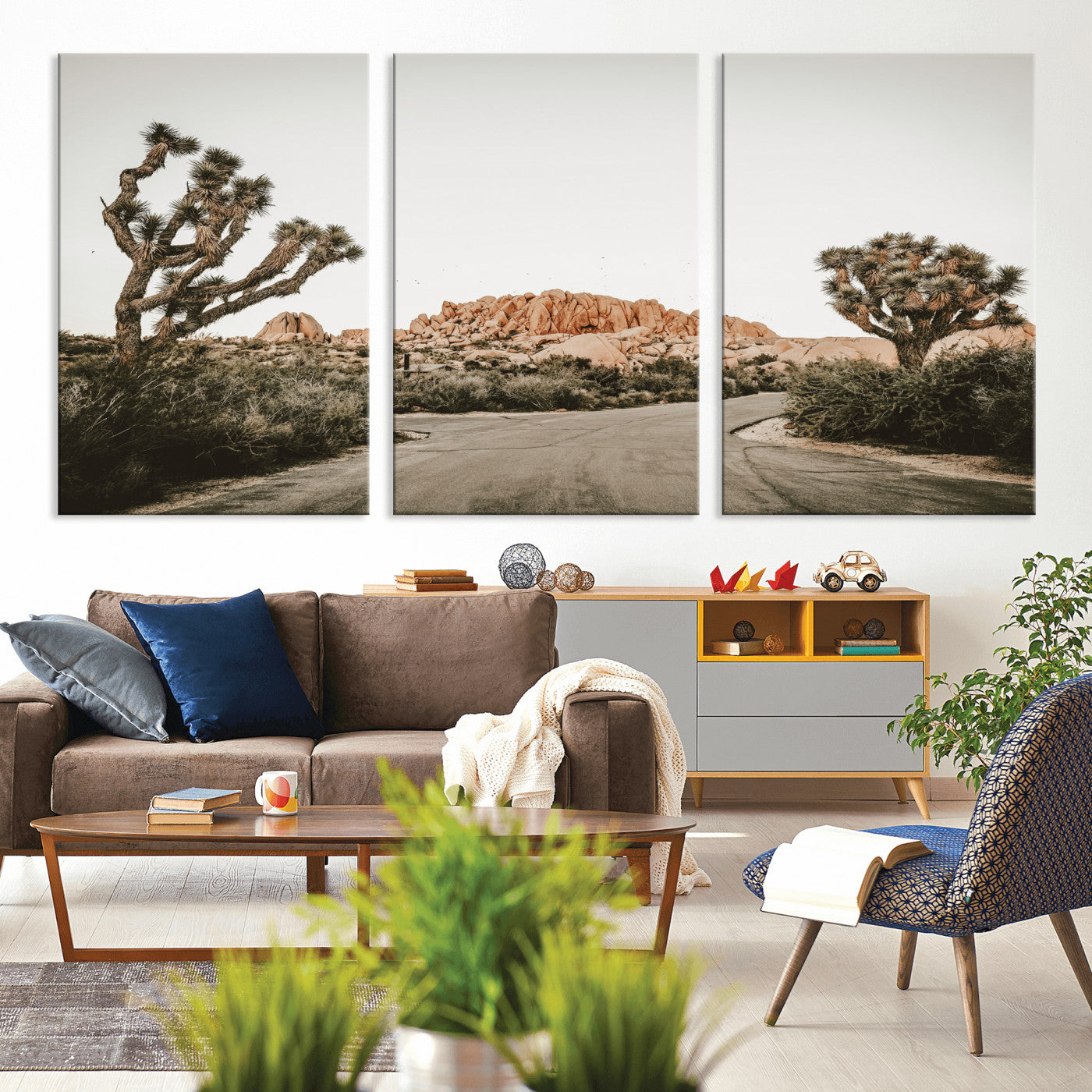 97248544-MGV-CV-36X24 - Joshua Tree Desert Wall Art Canvas Print, Minimal Southwestern Landscape Nature Wall Decor for Modern and Boho Interiors