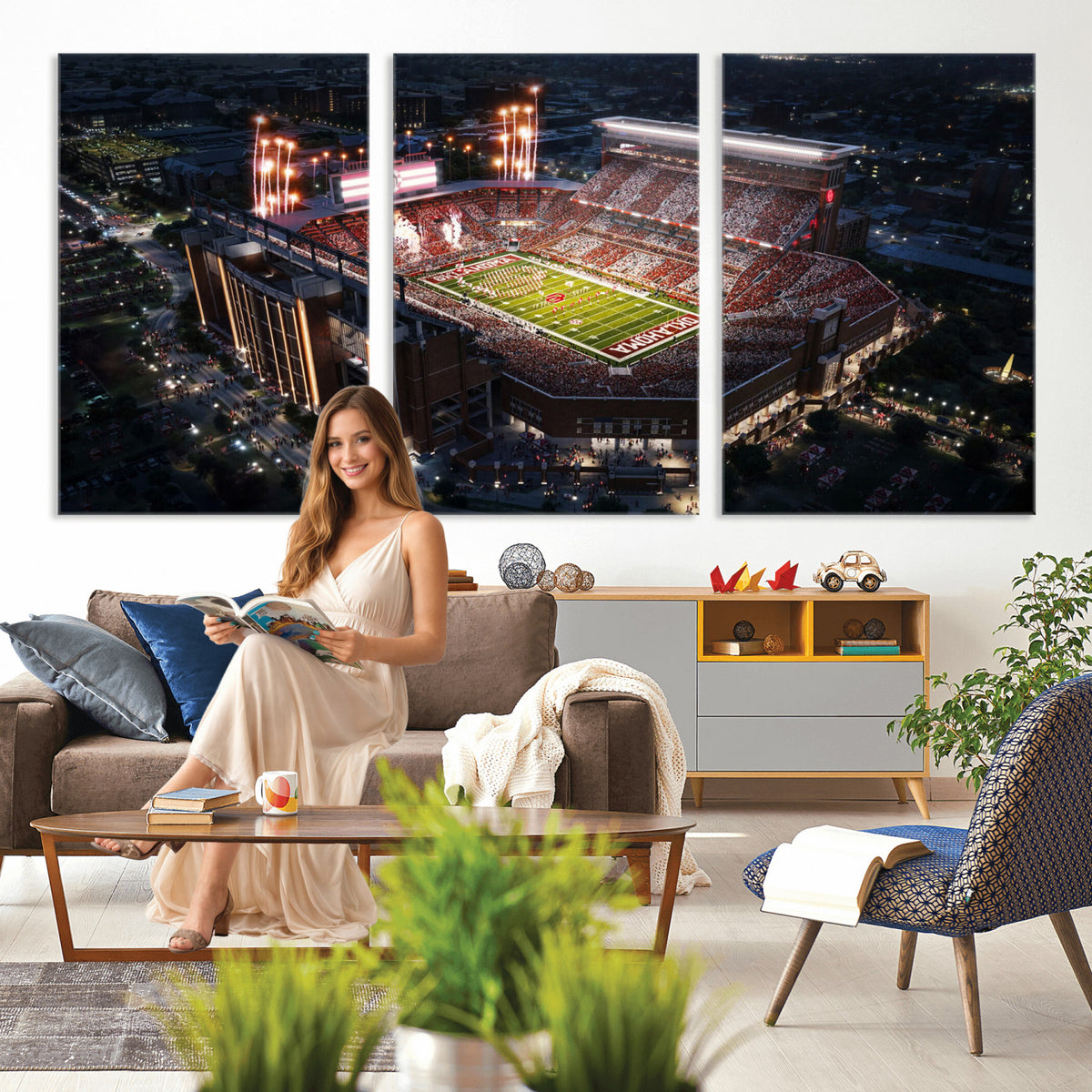 16867141-MGV-CV-36X24 - Oklahoma Memorial Stadium, Gaylord Memorial Stadium Wall Art