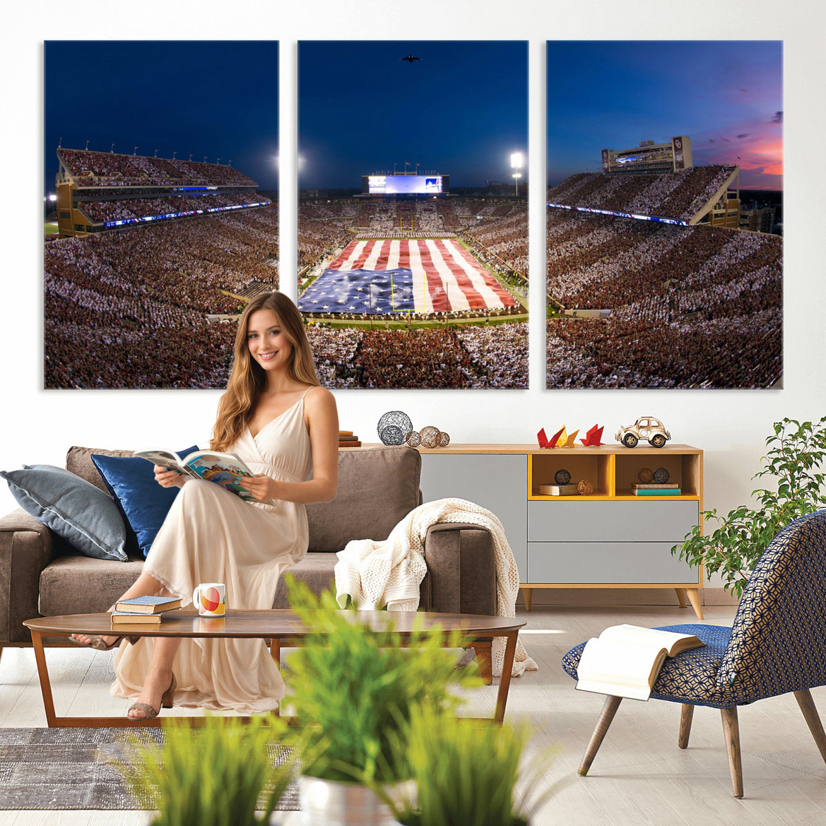 12979182-MGV-CV-36X24 - Oklahoma Sooners Memorial Stadium Wall Art Canvas Print