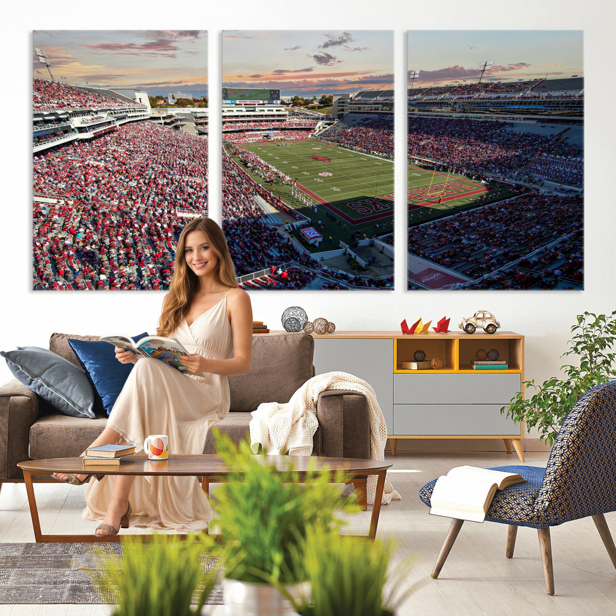 46571211-MGV-CV-36X24 - Donald W. Reynolds Razorback Stadium Wall Art Canvas Print – Arkansas Razorbacks Football Artwork for Home, Office, and Sports Room Decor