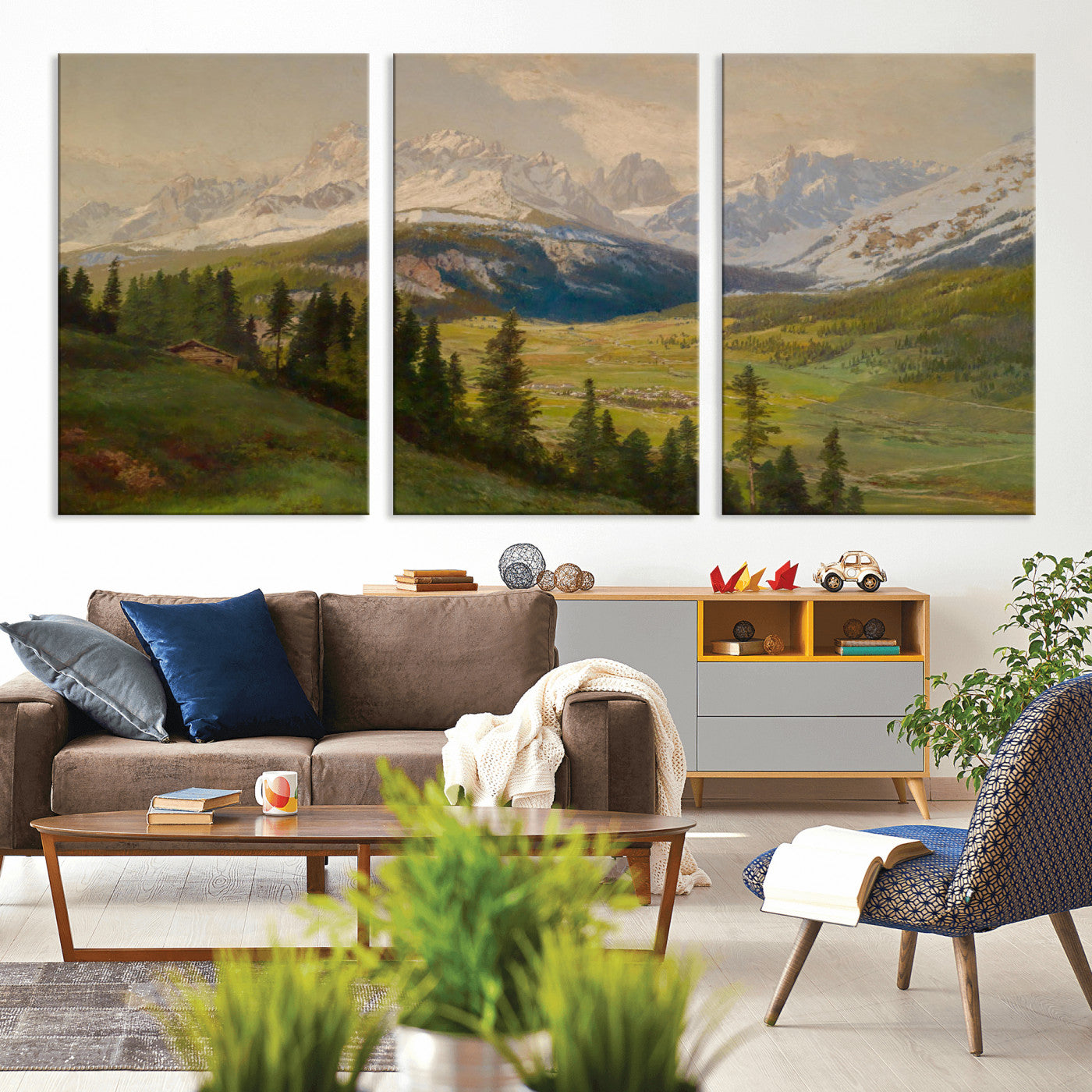 60864994-MGV-CV-36X24 - Konrad Petrides View From Mount Helm Wall Art Canvas Print - Watercolor Sexten and the Sextener Sonnenuhr Art Canvas Print