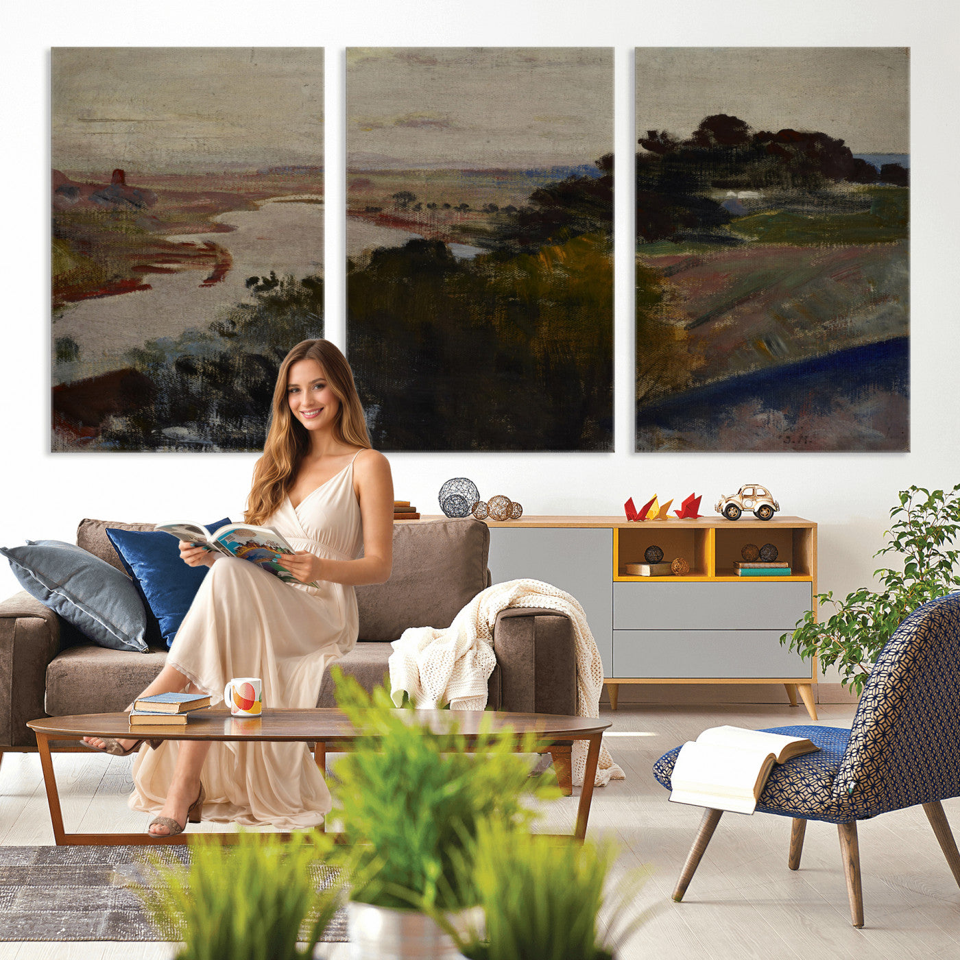 55507874-MGV-CV-36X24 - Jacek Malczewski Landscape at the Vistula Wall Art Canvas Print