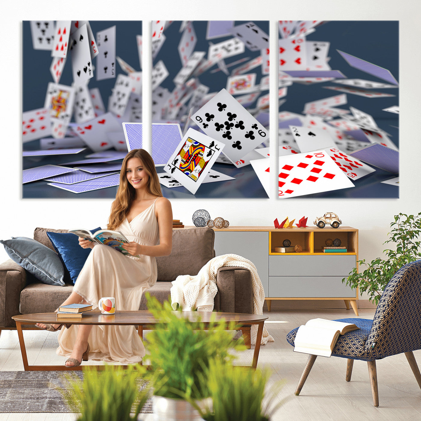 66392185-MGV-CV-36X24 - Playing Cards Canvas Wall Art | Casino Game Room Decor, Poker Decor Art