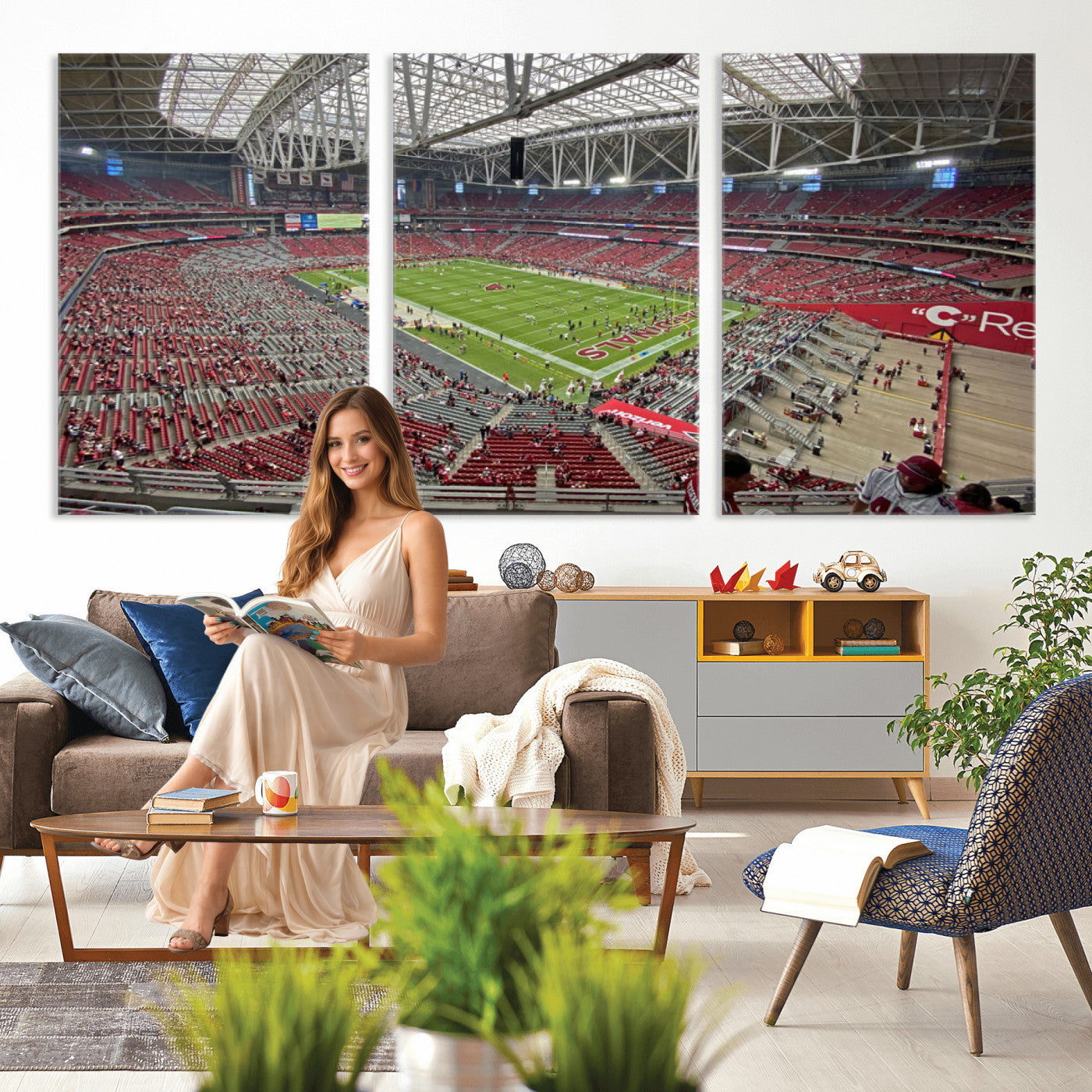 30579717-MGV-CV-36X24 - State Farm Stadium Canvas Wall Art, Arizona Cardinals Football Stadium Print, Glendale NFL Arena Panorama Artwork