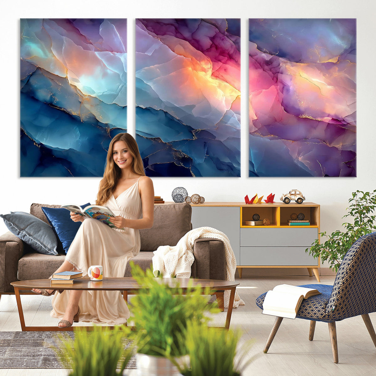 28163849-MGV-CV-36X24 - Colorful Abstract Canvas Wall Art Print, Vibrant Popup Color Art Print