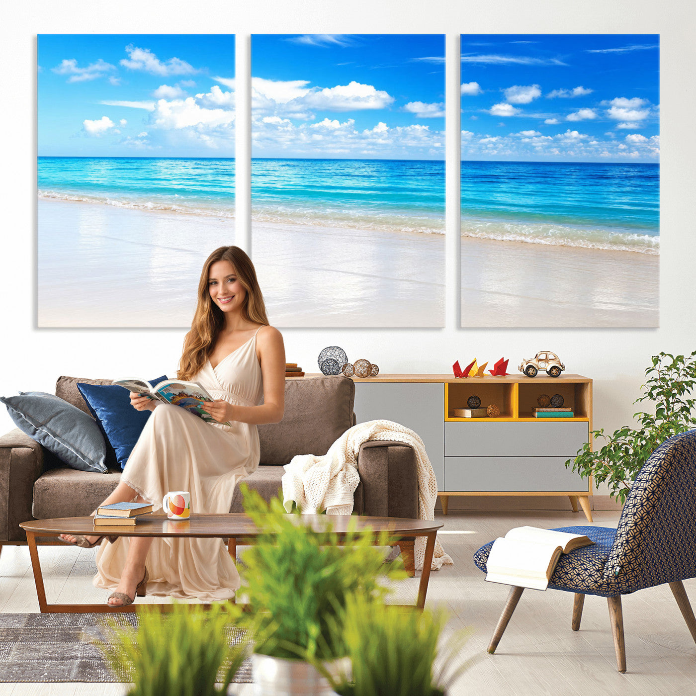 67491909-MGV-CV-36X24 - Tropical Beach Ocean Wall Art Canvas Print for Home Decor