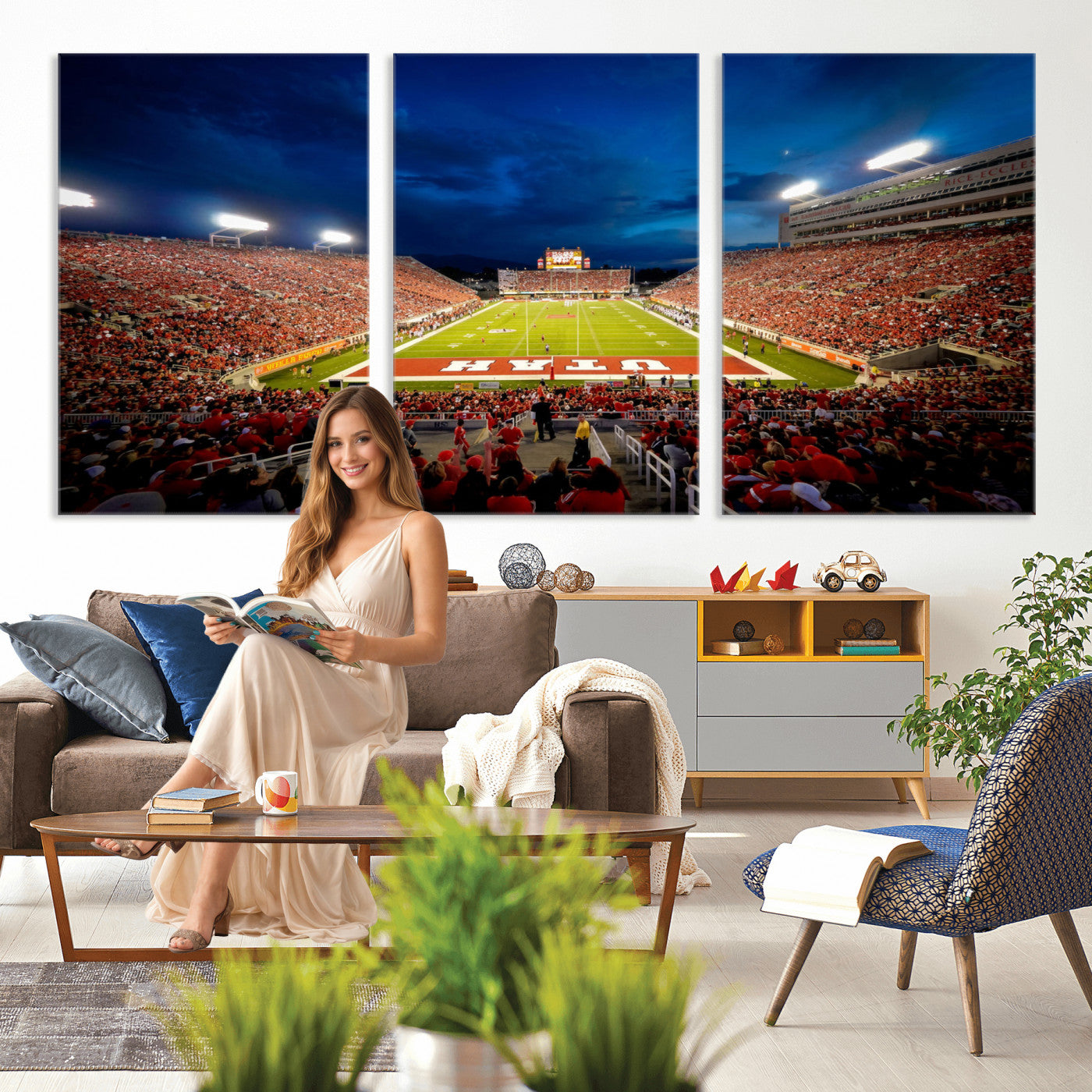 74019251-MGV-CV-36X24 - Rice-Eccles Stadium Wall Art Canvas Print - Utah Salt Lake City Stadium Print