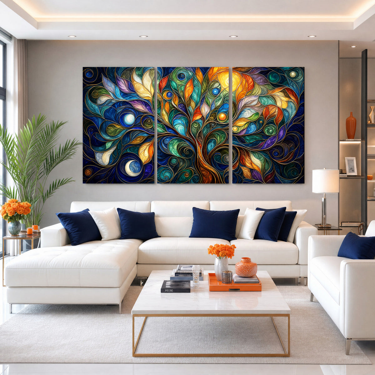 60127105-MGV-CV-36X24 - Psychedelic Tree Of Life Wall Art - Vibrant Swirl Cosmic Nature Decor