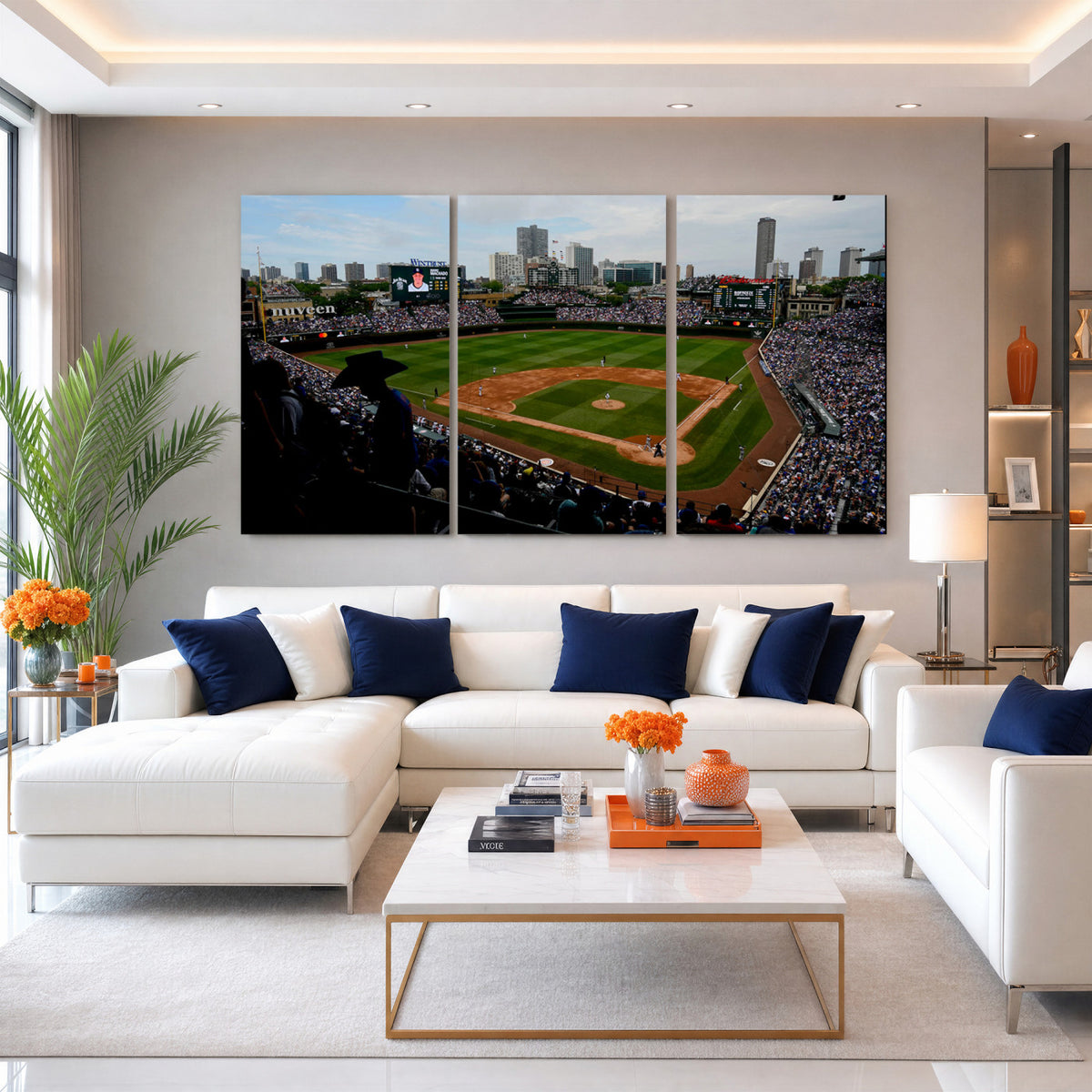 34859D-MGV-CV-36X24 - Chicago Cubs Baseball Team Print - Wrigley Field Stadium