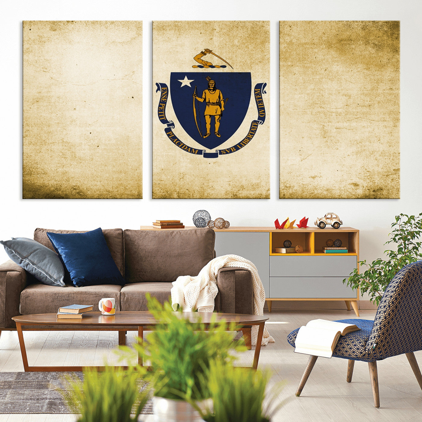 37316-MGV-CV-36X24-Massachusetts Flag Wall Art Canvas Print