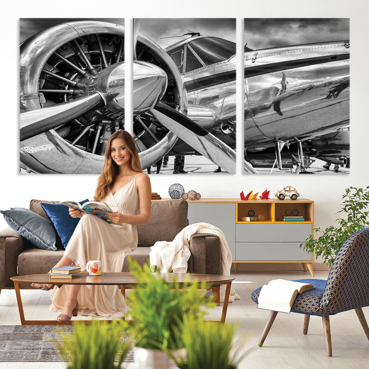 40672-MGV-CV-36X24 - Vintage Antique Airplane Wall Art Canvas Print