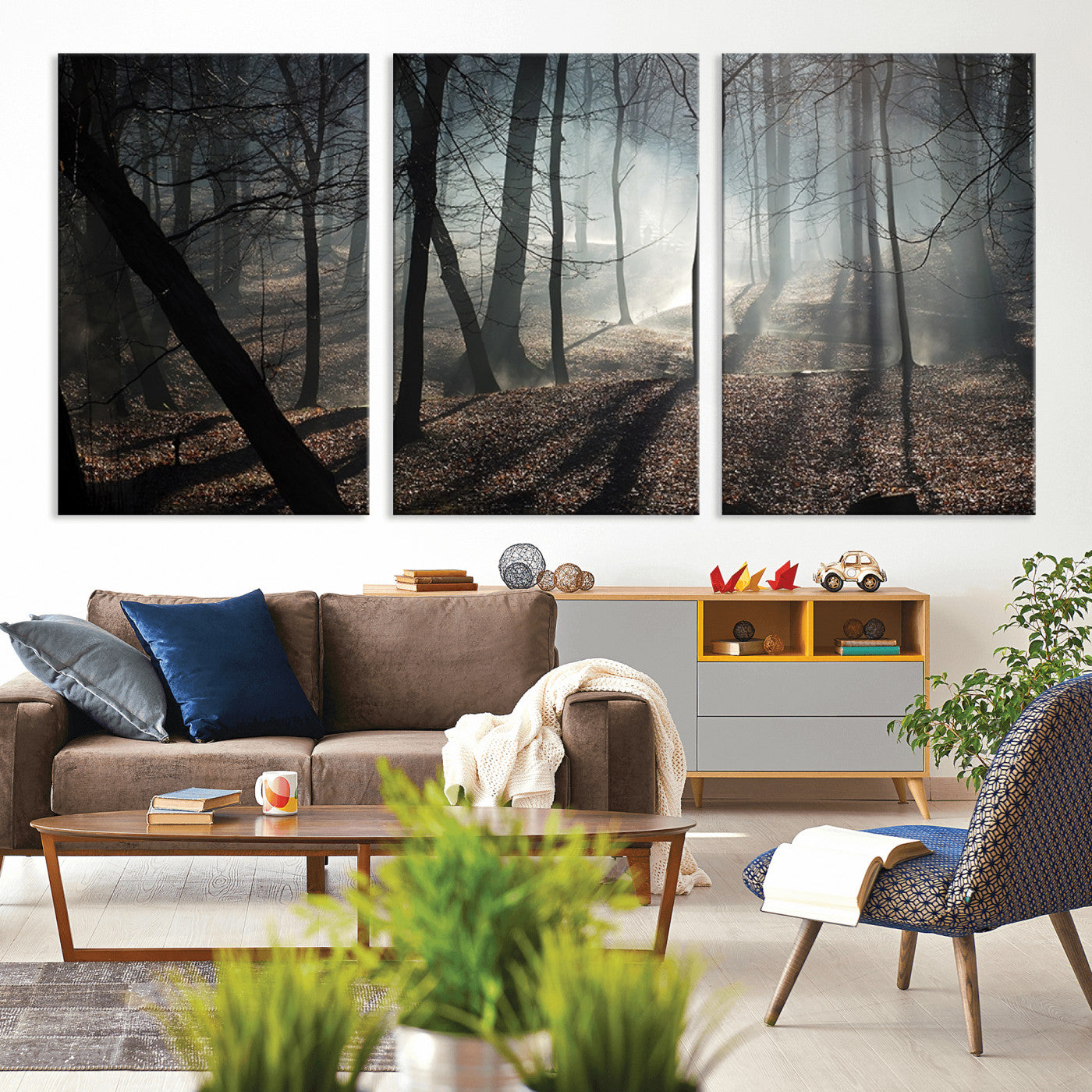 -Dark Family and Tree Wall Art Canvas Print