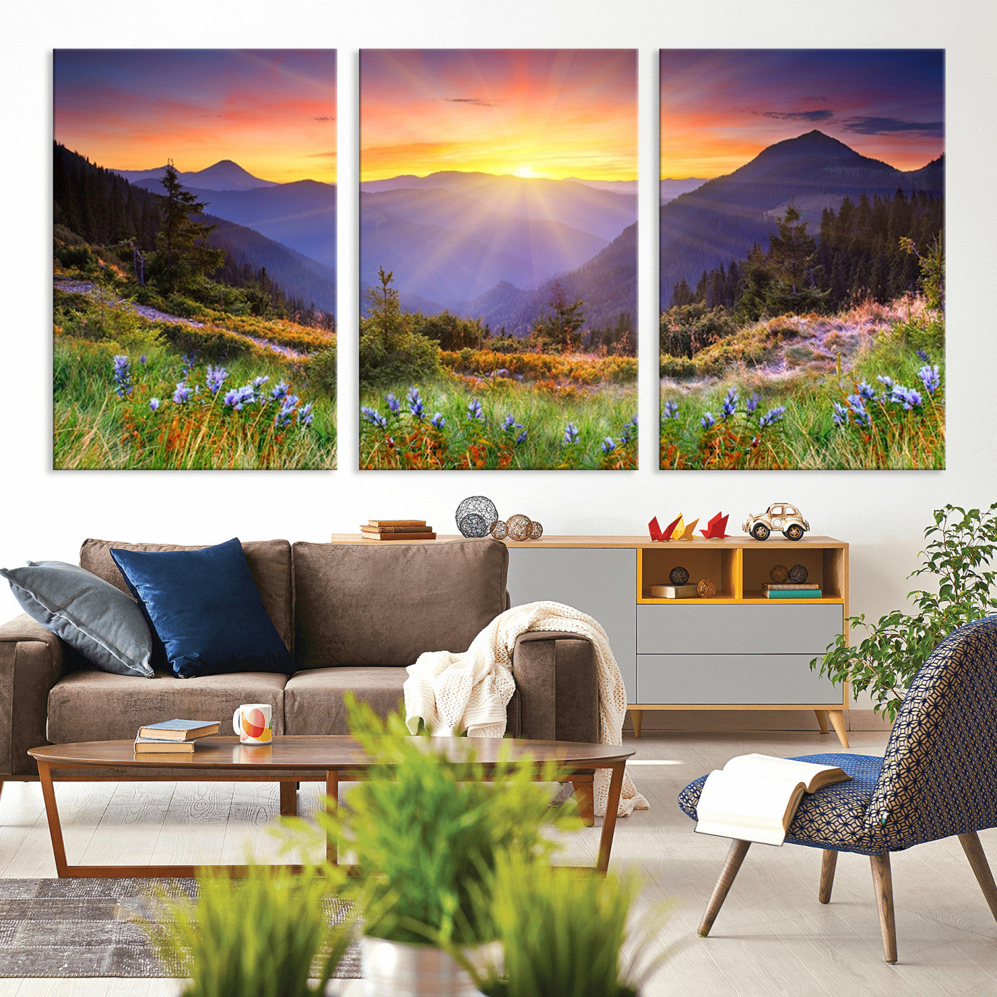 MGV-CV-60X30-3P - Mountain and Spring Wall Art Canvas Print