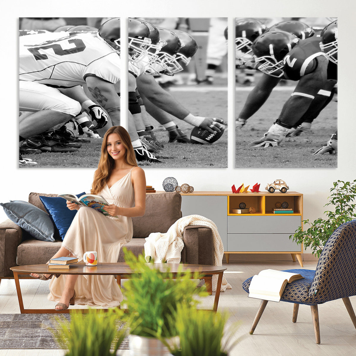97432-MGV-CV-36X24 - American Football Player Wall Art Canvas Print