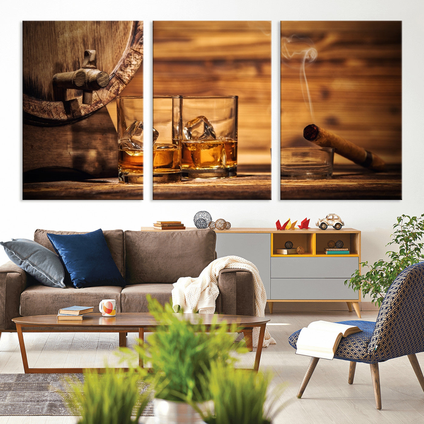 MGV-CV-60X30-3P - Rustic Whiskey and Barrel Canvas Print