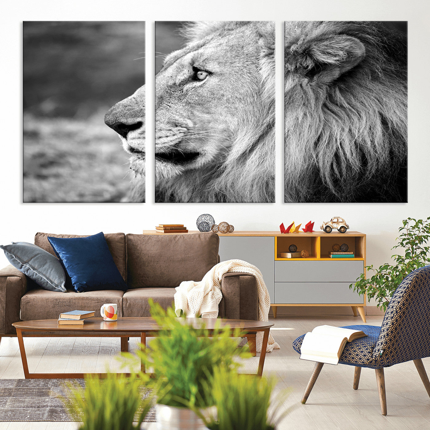 MGV-CV-60X30-3P - African Lion Wall Art Canvas Print