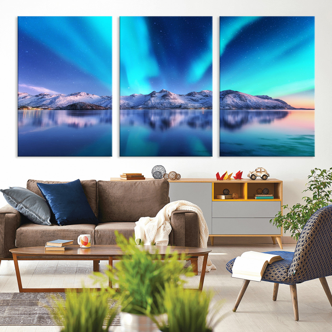 49902-MGV-CV-36X24-Northern Lights above Mountain Wall Art, Northern Lights Wall Art Canvas Print