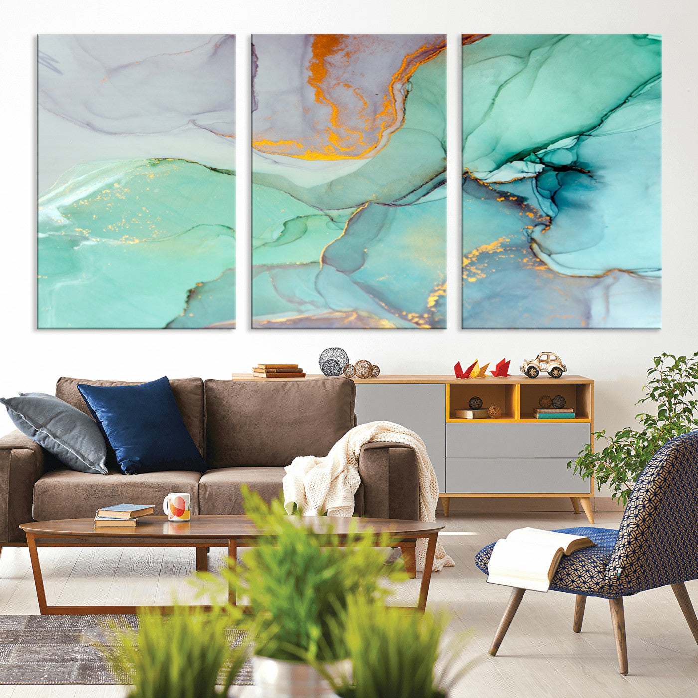 36934-MGV-CV-36X24-Colorful Marble Fluid Effect Canvas Wall Art Print