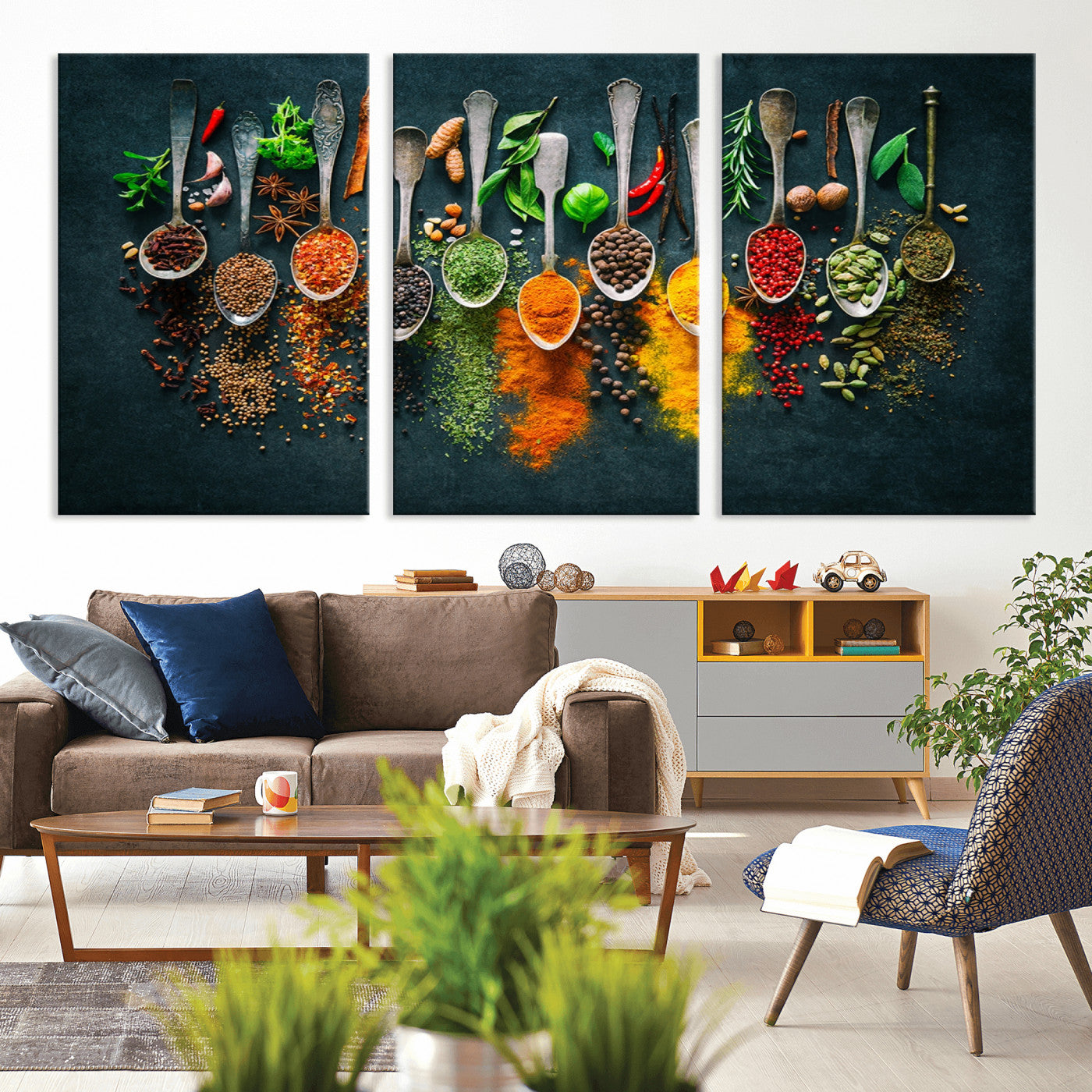 MGV-CV-60X30-3P - Herbs and Spices Kitchen Wall Art Canvas Print