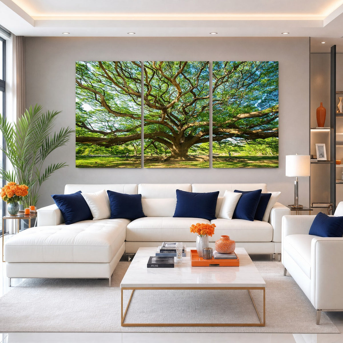 70569-MGV-CV-24X16 - Majestic Oak Tree Wall Art | Serene Nature Canvas Print with Spreading Branches