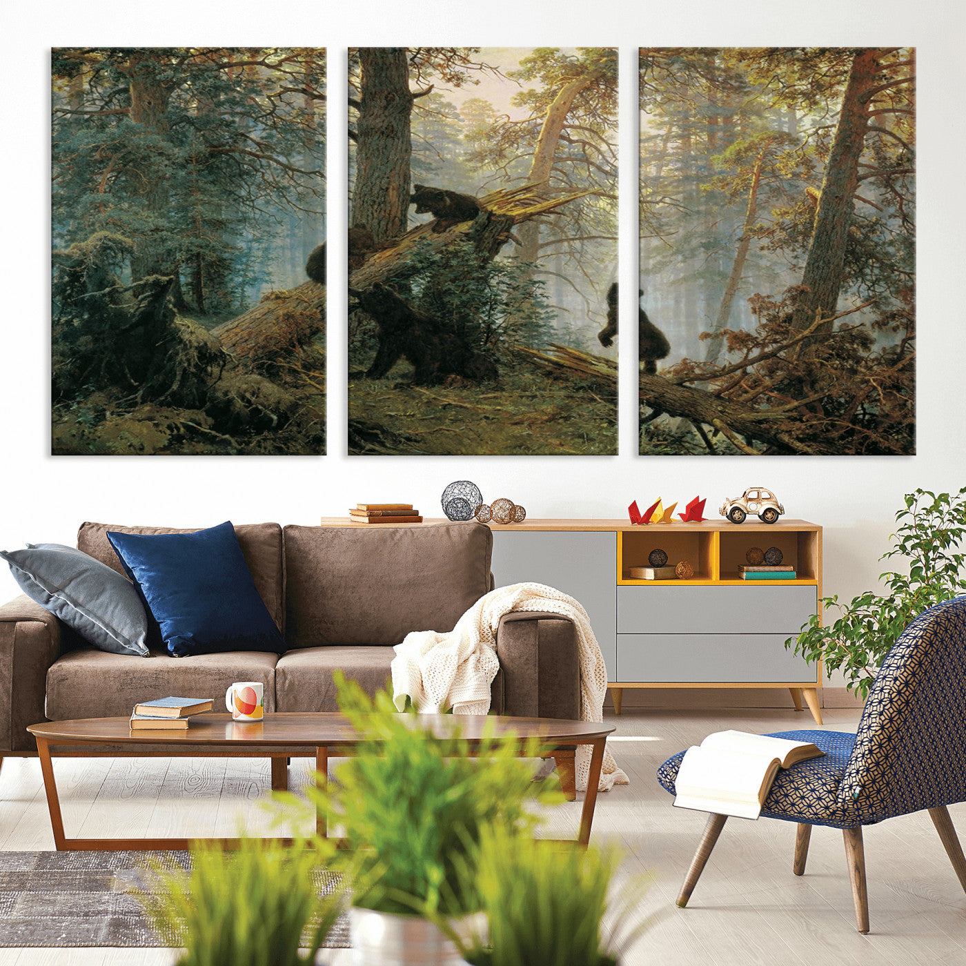 MGV-CV-60X30-3P - Grizzly Bear Cubs Wall Art Canvas Print