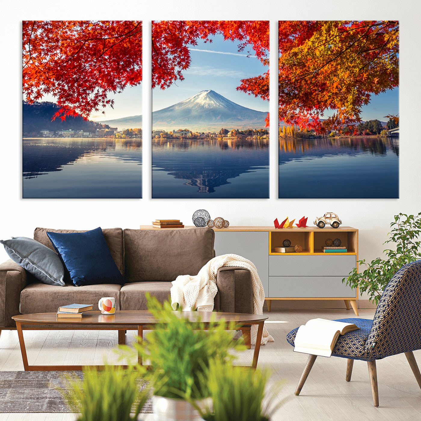 MGV-CV-60X30-3P - Mount Fuji Canvas Wall Art Japan Autumn Mountain Canvas Print Wall Art