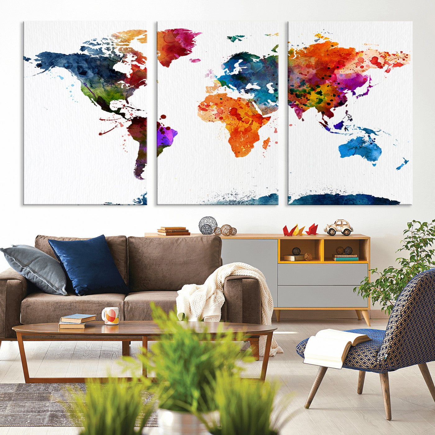 MGV-CV-60X30-3P - Push Pin World Map Canvas Print – Framed Wall Art for Couples to Track Their Travels – Anniversary