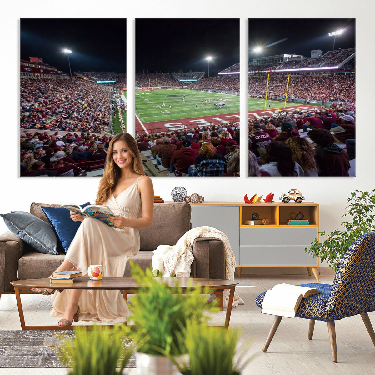 56191-MGV-CV-36X24 - Washington Grizzly Stadium American Football Wall Art Canvas Print, Sports Wall Art Print, Game Room Decor-1
