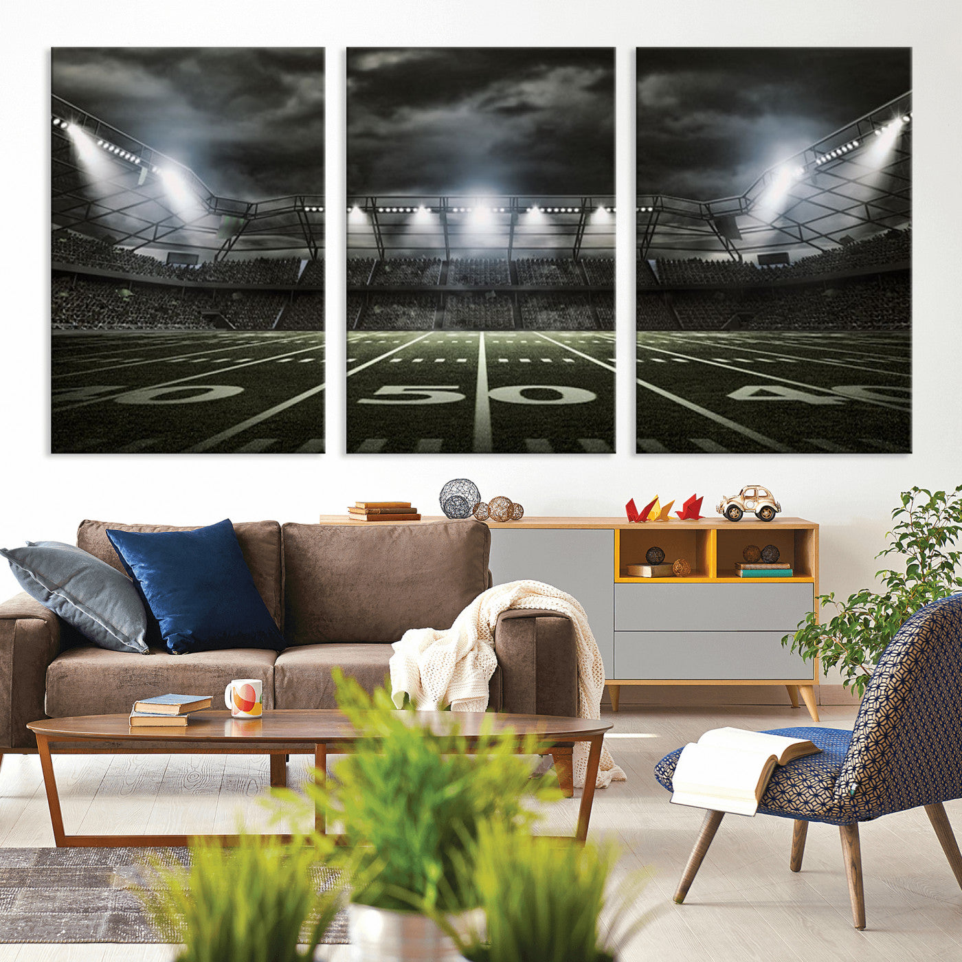 90107-MGV-CV-36X24-American Football Stadium Wall Art Canvas Print, Stadium Sport Wall Art Print